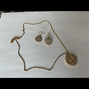 Coach gold necklace and earrings set
